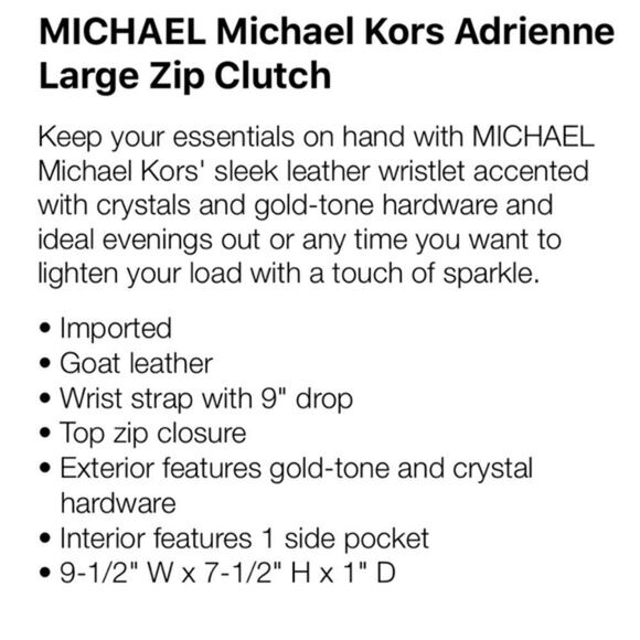 ❤️1 hr sale❤️Michael kors Adrienne large zip clutc